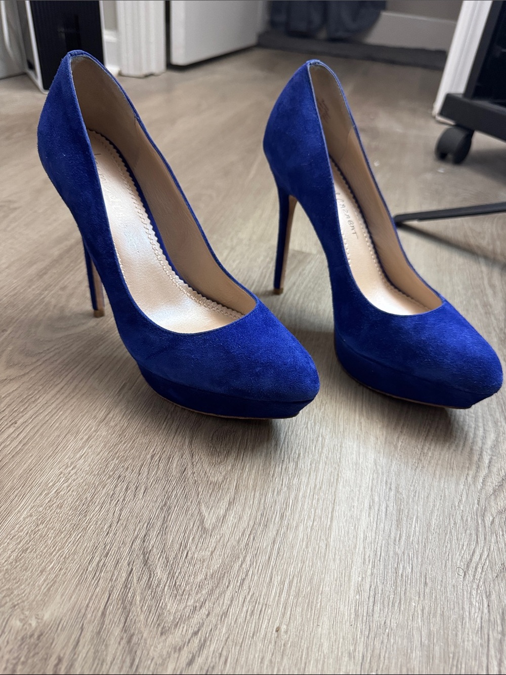 Women's Cobalt Blue Suede Platform Stiletto Pumps